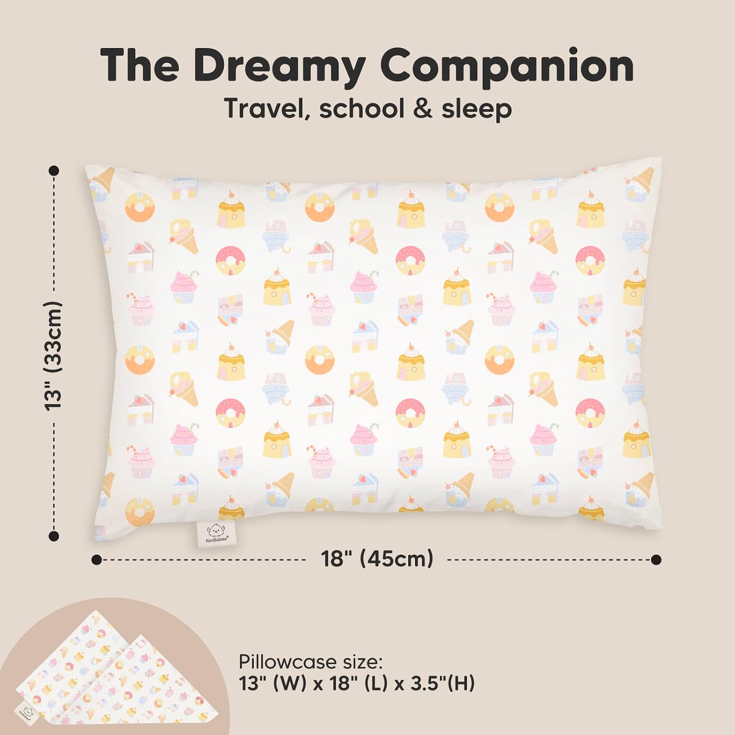 Toddler Pillow with Pillowcase - 13x18 My Little Dreamy Kids Travel Bed Pillows for Sleeping, Organic Cotton Small Pillowcase, Soft &…