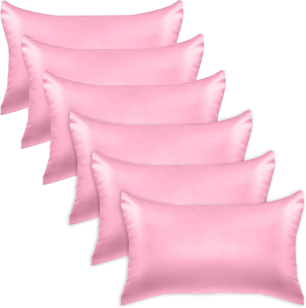 Elegantcomfort Elegant Comfort 6-Pack Cooling Viscose Satin Pillowcase Set with Hidden Zipper Closure, Silky Smooth for Hair and fabric…