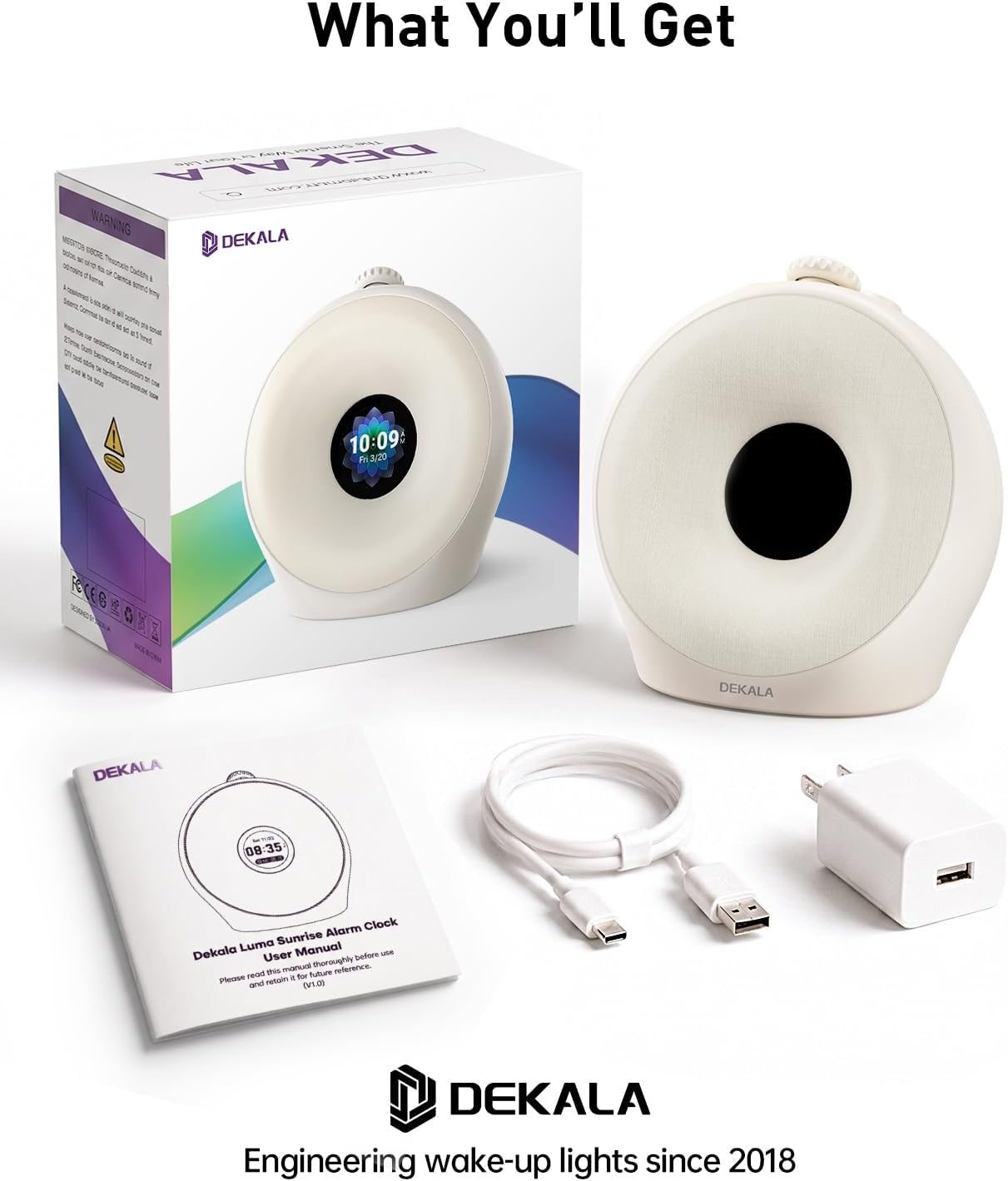 Dekala Sunrise Alarm Clock for Heavy Sleepers with Pulse Wake, Sunset Sound Machine with Breathing Ambient Light, Loud Alarm for…