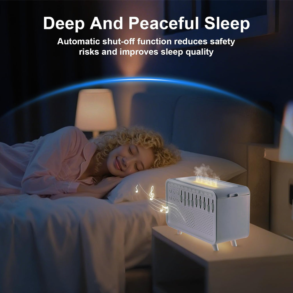 White Noise Night Light Humidifier, 3-in-1 White Noise Sound Machine Humidifier with 8 Ambient Sounds, Diffuser Sound Box Powered by USB…