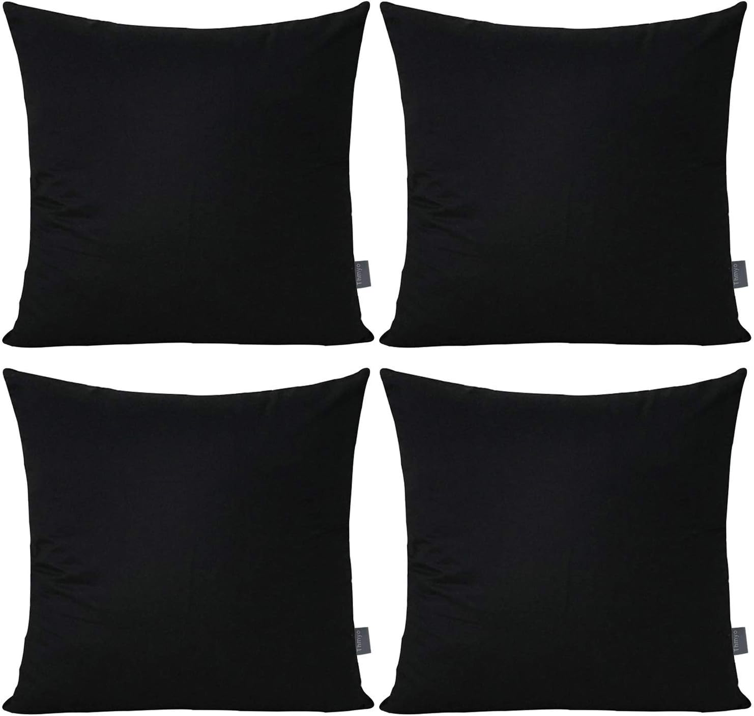 Thmyo 4-Pack 100% Cotton Comfortable Solid Decorative Throw Pillow Case Square Cushion Cover Pillowcase Sublimation Blank Pillow Covers Chr…