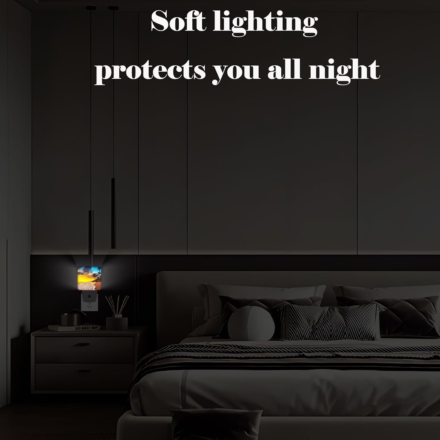 Sunset Beach Night Light, Plug Into Wall with Dusk to Dawn Light Sensors, Warm Nightlights for Bedroom, Bathroom, Hallway, Kitchen, Gifts…