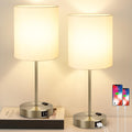 Lynnoland Set of 2 Touch Control Table Lamps with 2 USB & AC Outlet, 3-Way Dimmable Bedside Nightstand Lamps for Bedroom Living Room…