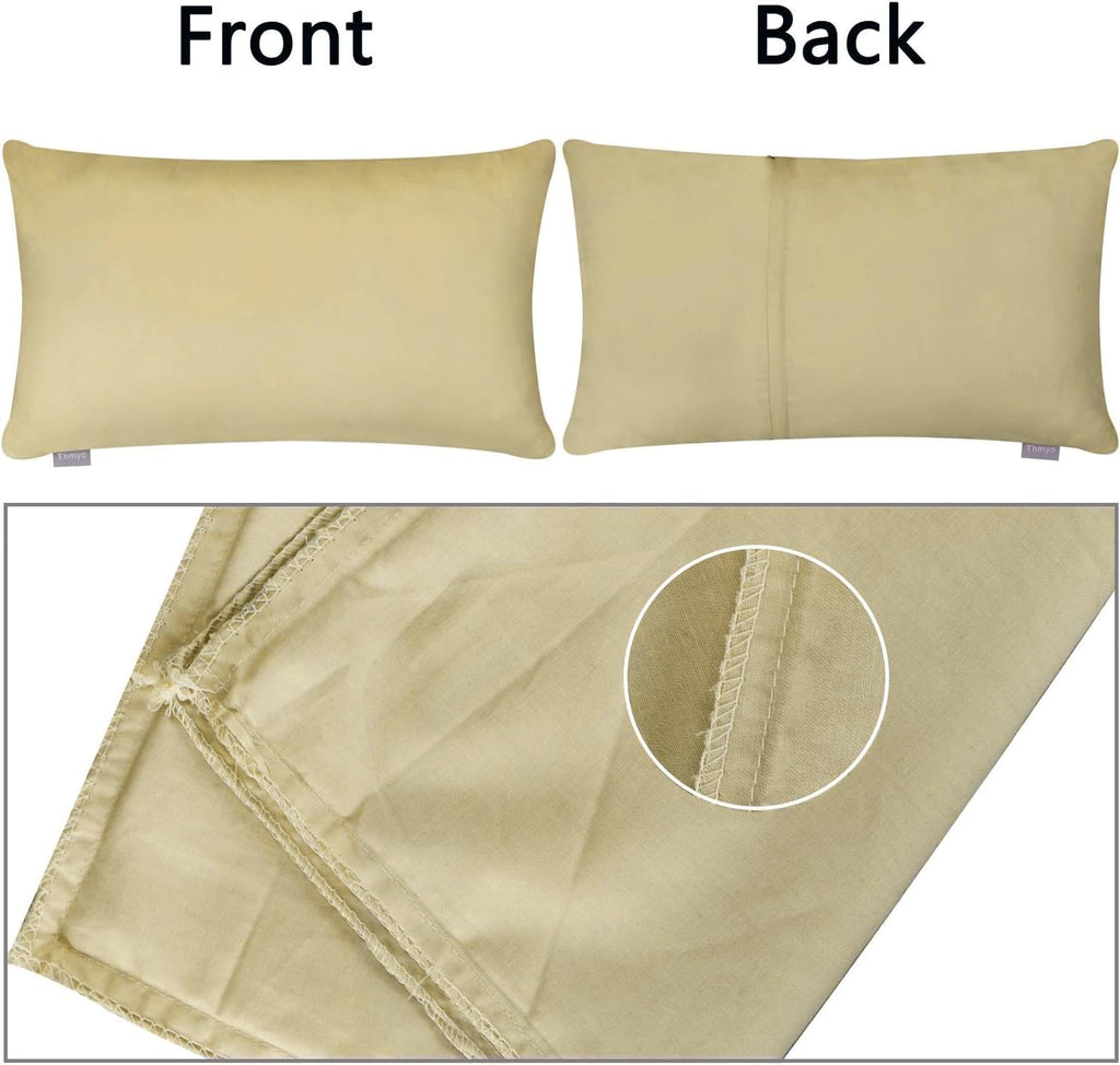 Thmyo 4-Pack 100% Cotton Lumbar Comfortable Solid Decorative Throw Pillow Case Rectangle Cushion Cover Pillowcase Sublimation Blank Pillow…