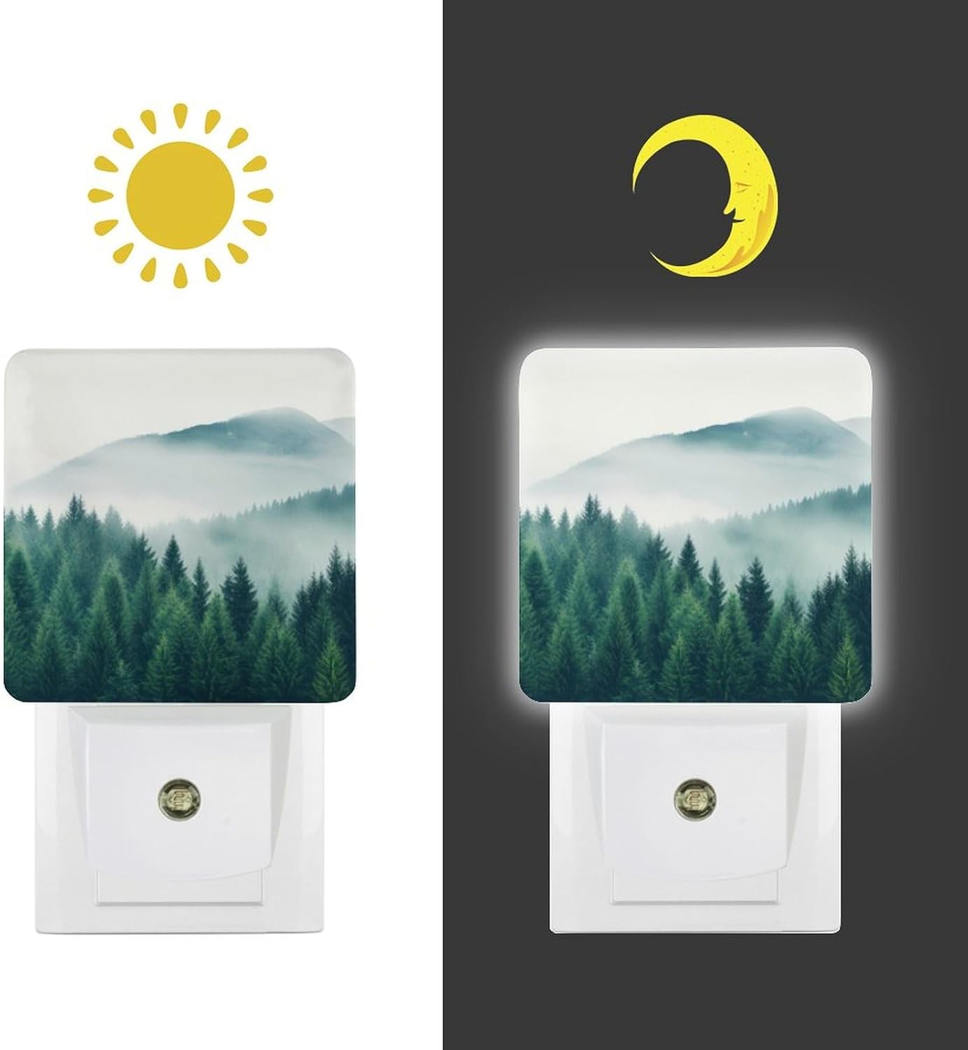 YKJAHSD Mountain Forest Night Light, Plug into Wall Decor Nightlights for Bedroom, Bathroom, Hallway, Kitchen, with Dusk to Dawn Lig…