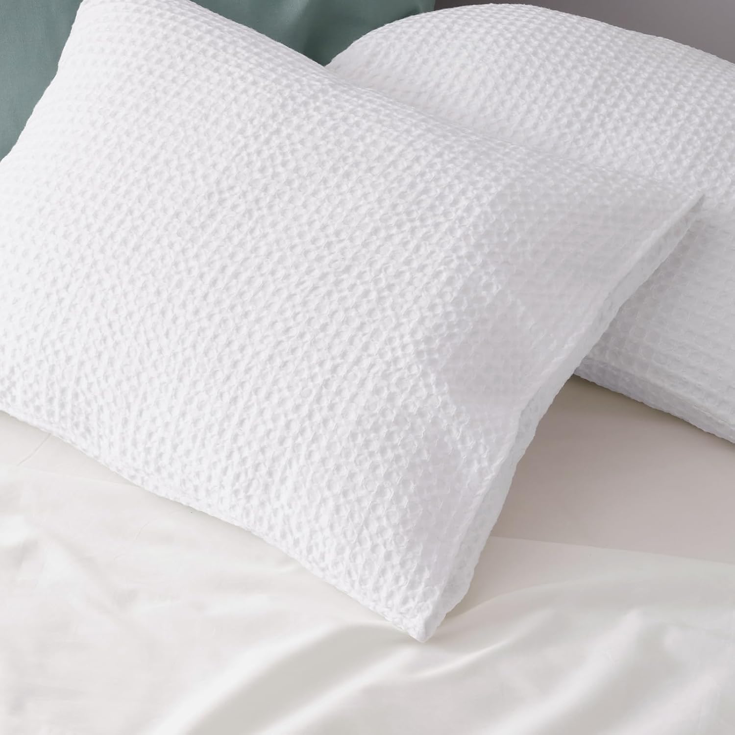 Phf Ultra Soft Waffle Weave Pillow Shams California King Size, No Insert, 2 Pack 20" x 40" Pillowcases, Breathable & Skin-Friendly Pillow Ca…