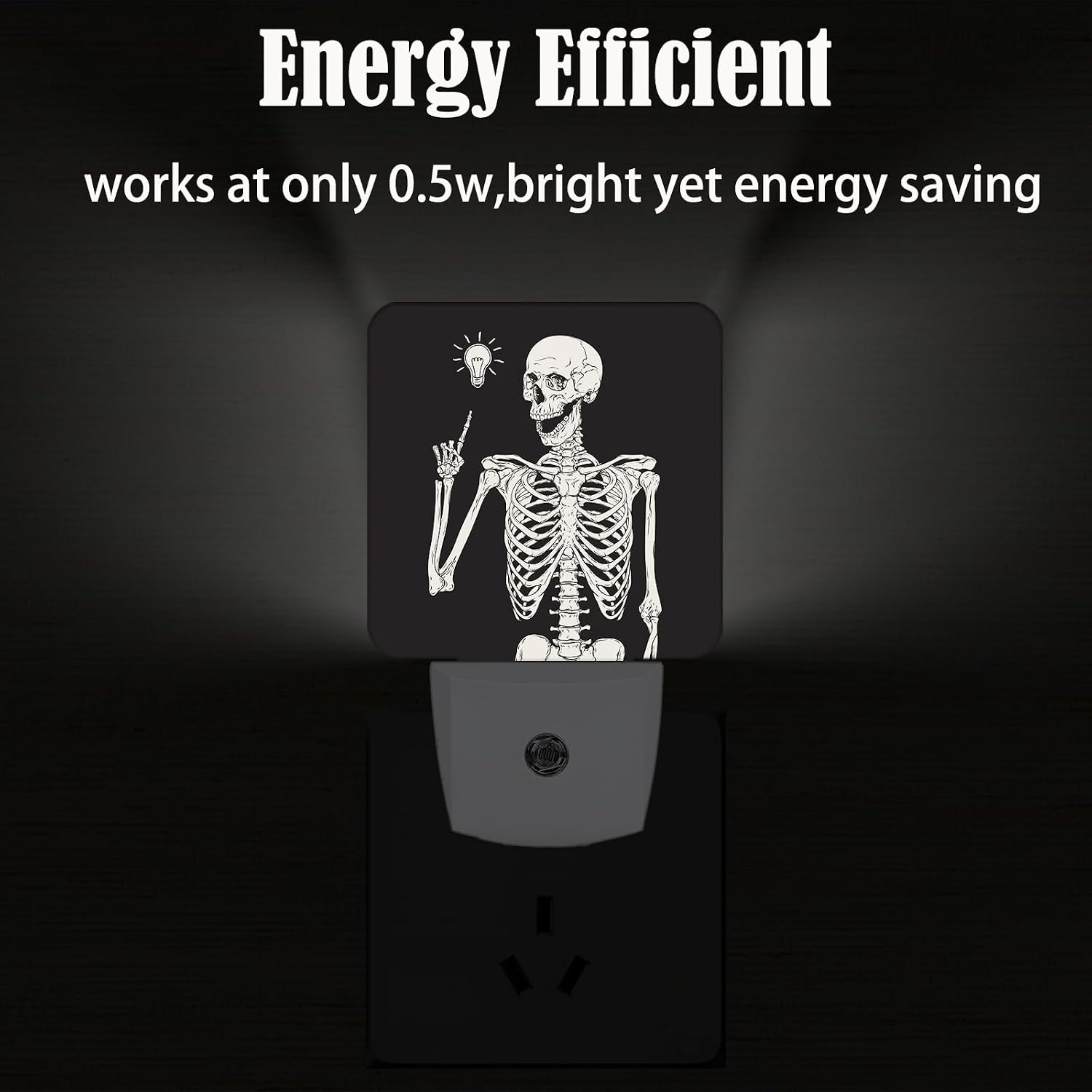 Halloween Skull Skeleton Night Light, Plug-in Nightlights Auto Sensor Night Lamp Dusk to Dawn Lamp Home Decor for Nursery Children Girls Boys