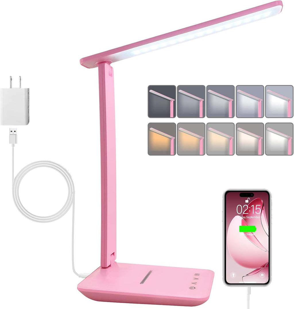 karidi LED Desk Lamp Dimmable Table Lamp with USB Charging Port, 5 Lighting Modes, Sensitive Control, Foldable Portable Desk Light for…