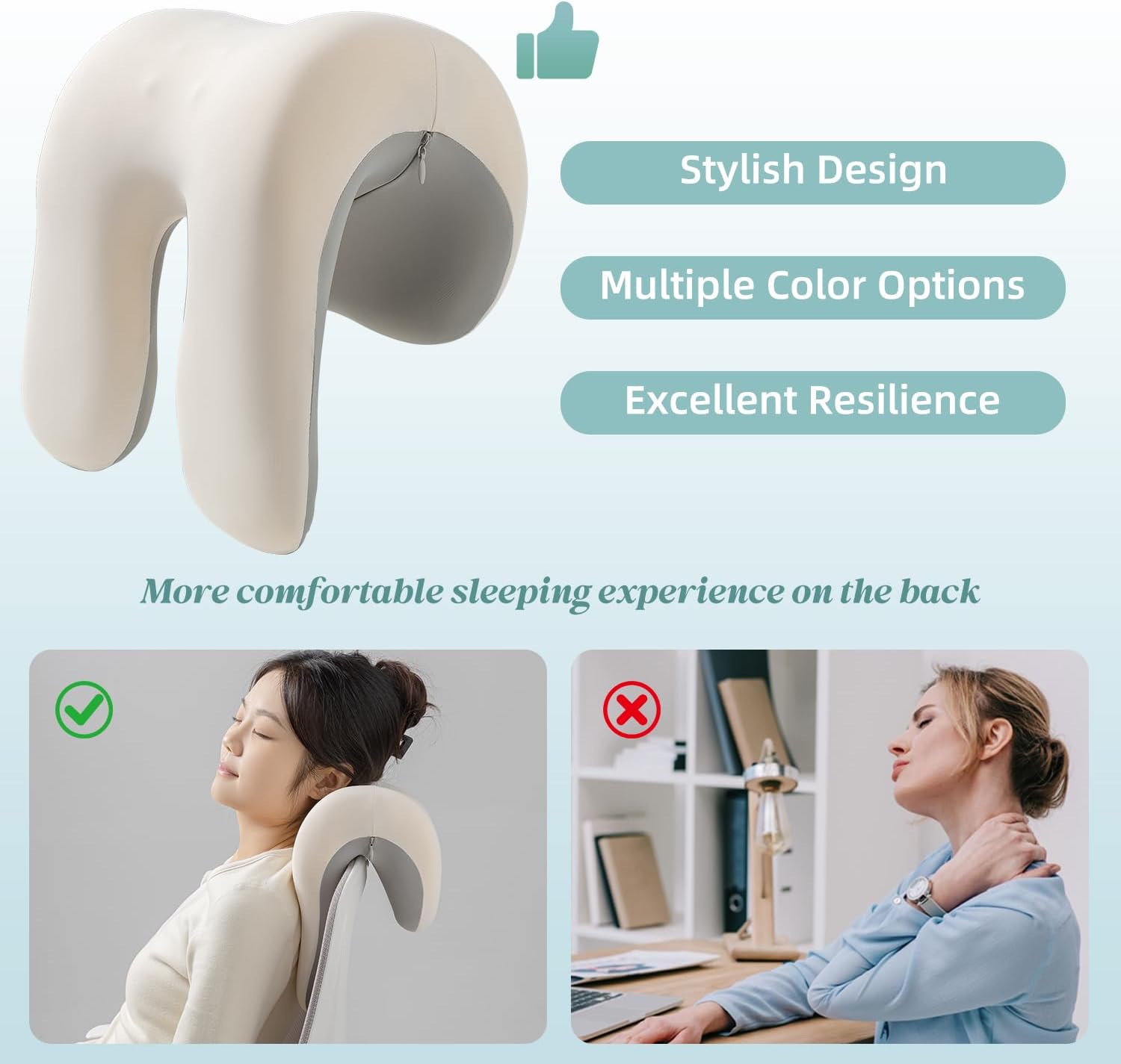 SheRest Office Chair Neck Pillow, Memory Foam Ergonomic Nap Pillow Office Chair Headrest Accessory, Neck Support Pillow Ideal for Office…