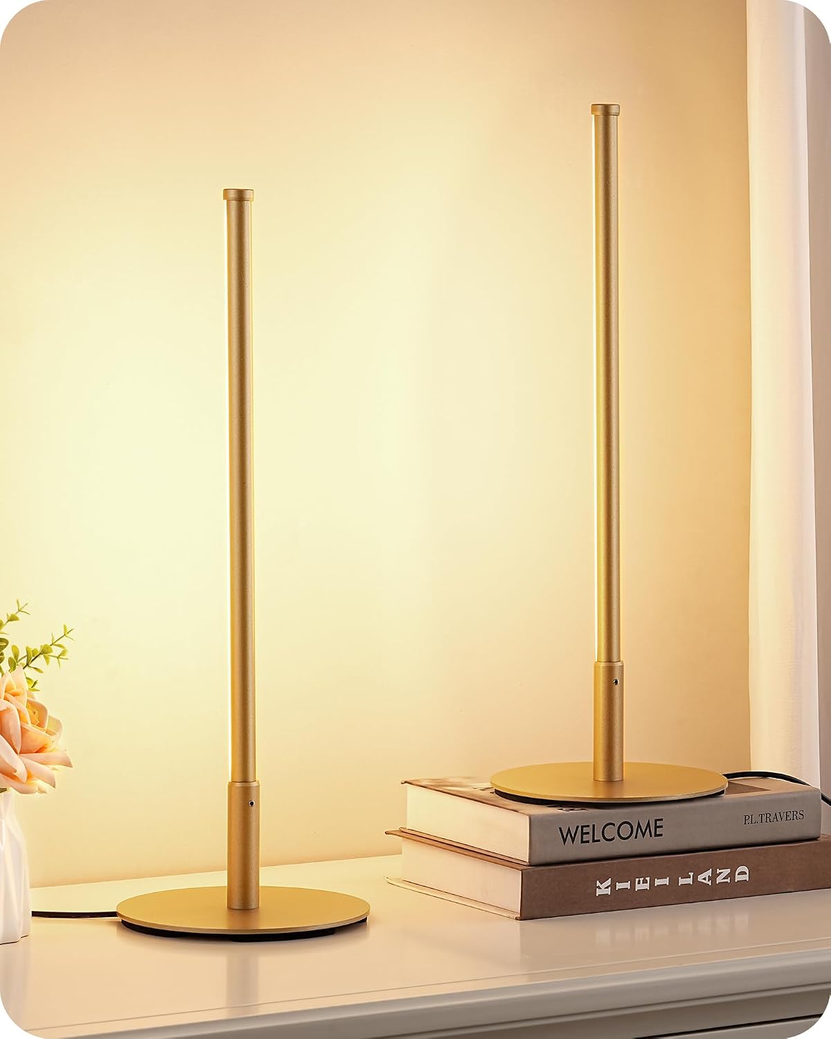 Edishine Upgraded LED Table Lamp Set of 2, Stepless Dimmable Bedside Lamps with Metal Finish & 3 Color Temperature, 6W Modern Desk Lamps, G…