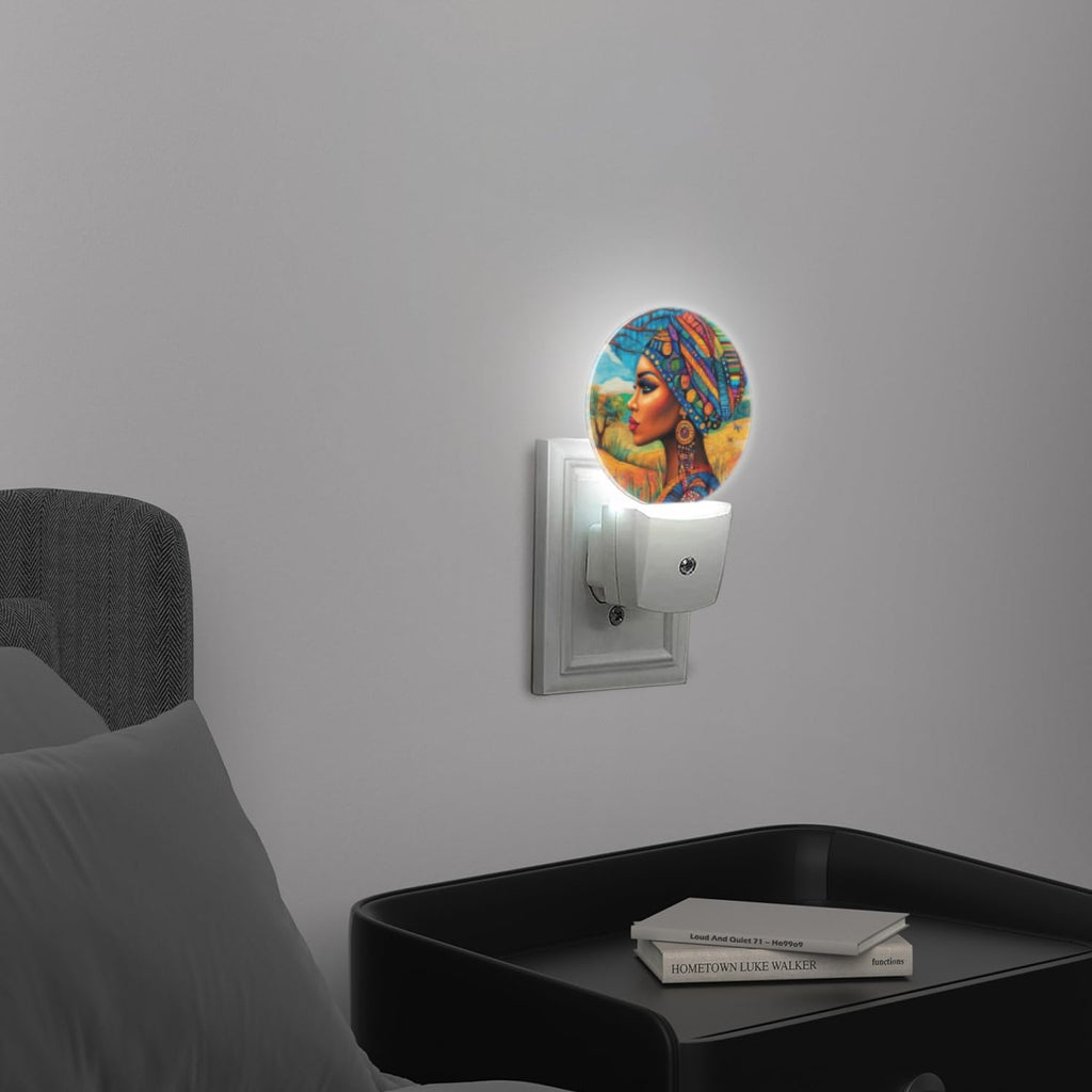 LED Night Lights Lamp with Dusk to Dawn Sensor, African Woman with Strong Ethnic Style Night Light Plug Into Wall for Kids Room, Bedroom…