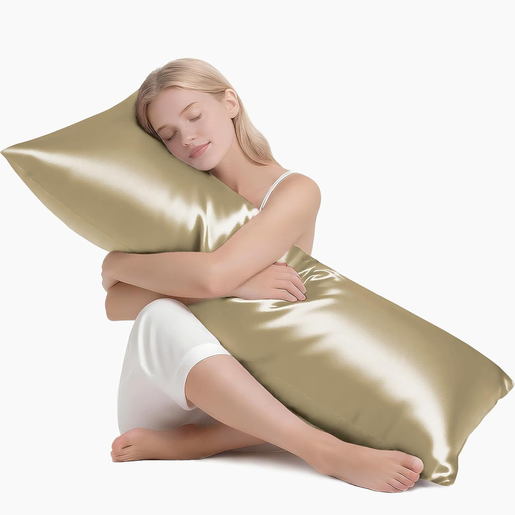MR&HM Satin Body Pillow Cover, Soft and Breathable Body Pillow Case with Envelope Closure, Cooling and Silky Long Pillowcase for Hair and…
