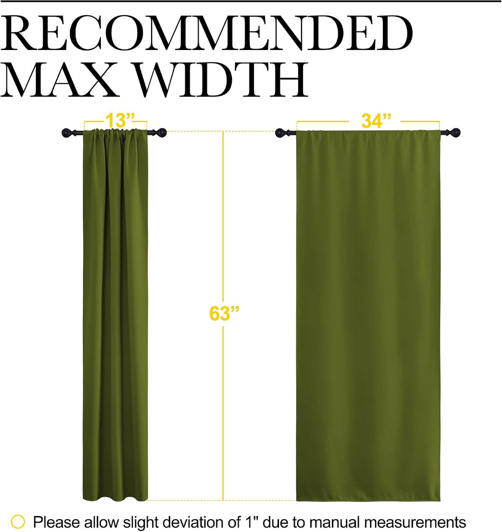 NICETOWN Bedroom Curtains Draperies with Rod Pocket, Nursery Essential Thermal Insulated Blackout Curtain Panels for Small Window (Olive…