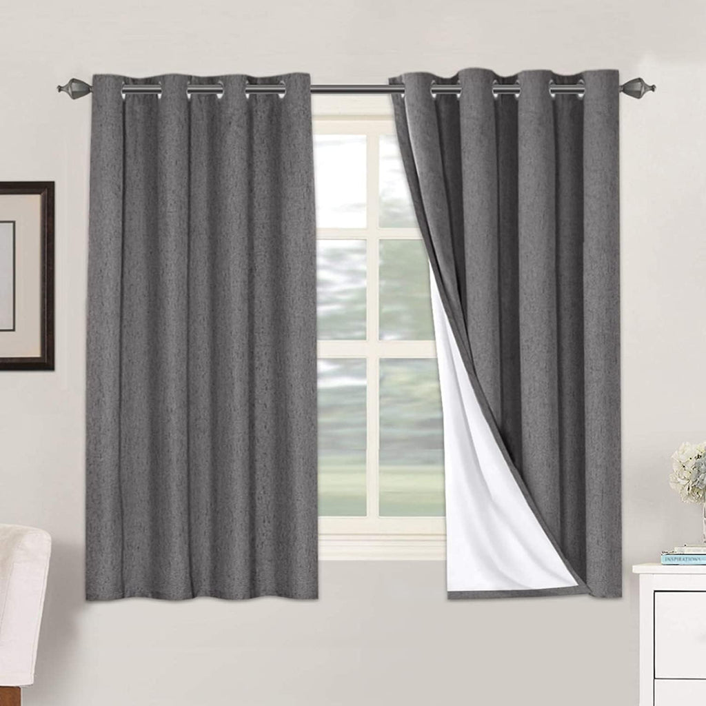 H.VERSAILTEX Linen Blackout Curtains 54 Inches Long 100% Absolutely Blackout Thermal Insulated Textured Linen Look Curtain Draperies…