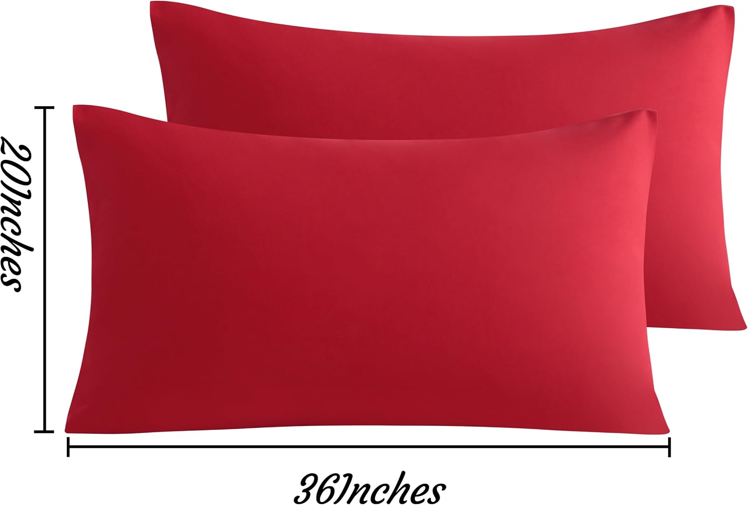 Ntbay King Pillow Cases Set of 2, 2 Pack Brushed Microfiber 20x36 Pillow Cases, Soft, Wrinkle, Fade, Stain Resistant Red Pillow Cases with…