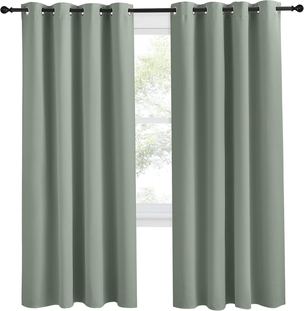 NICETOWN Blackout Greyish Green Curtain 78 inch Length for Bedroom, W55 x L78, 1 Panel, Thermal Insulated Grommet Room Darkening Window…