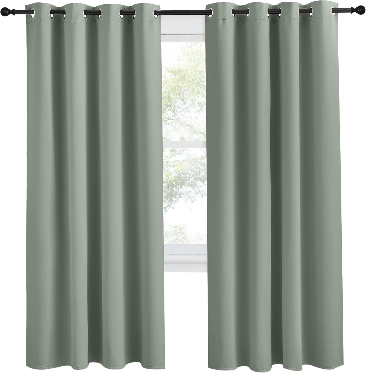 NICETOWN Blackout Greyish Green Curtain 78 inch Length for Bedroom, W55 x L78, 1 Panel, Thermal Insulated Grommet Room Darkening Window…