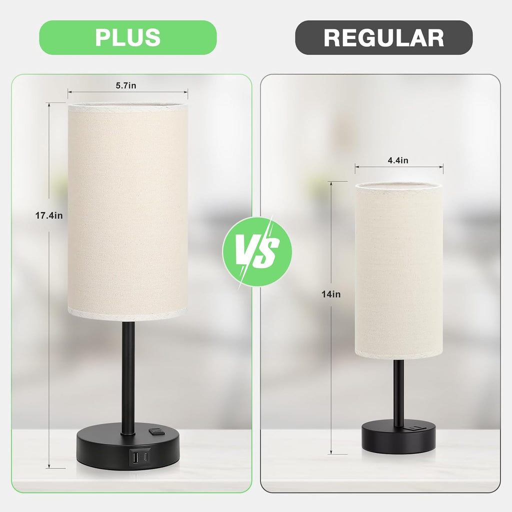 Dicoool Tall Touch Bedside Table Lamp with USB - 3 Way Dimmable Black Lamps for Bedroom Nightstand, Desk Lamp with Black Charging Station…