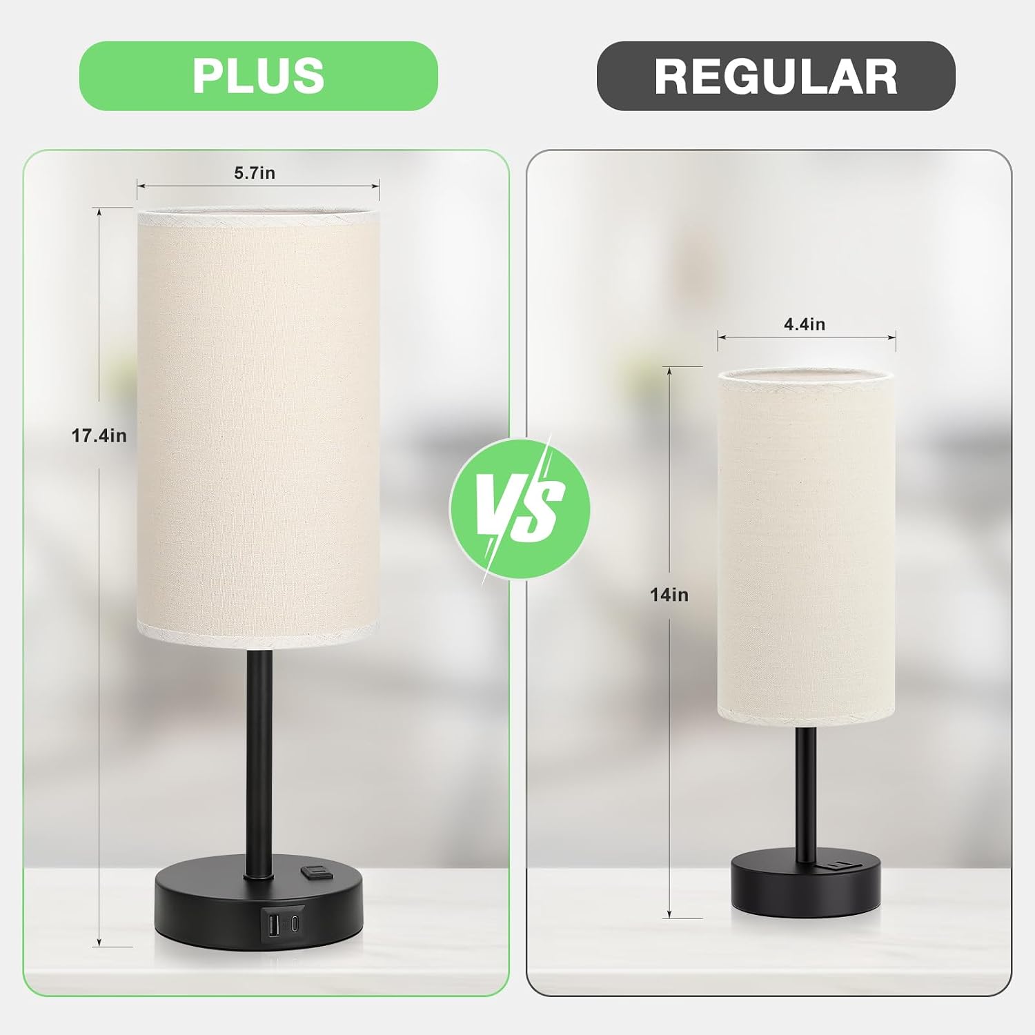 Dicoool Tall Touch Bedside Table Lamp with USB - 3 Way Dimmable Black Lamps for Bedroom Nightstand, Desk Lamp with Black Charging Station…
