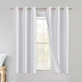NICETOWN 100% Absolutely Blackout Linen Curtains with Thermal Insulated White Liner, White, 42 inches Wide, 45 inches Length Energy…