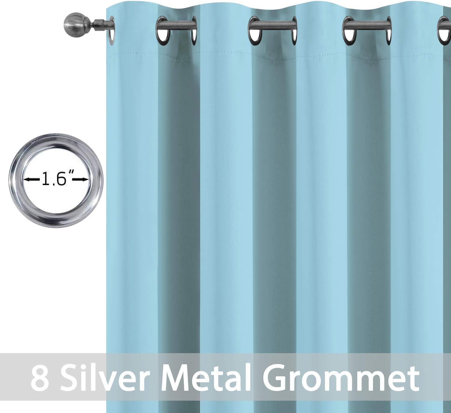 Yakamok Blackout Curtains for Bedroom, Thermal Insulated Grommet Top Drapes for Living Room, Sky Blue,52x84 Inch, 2 Panels
