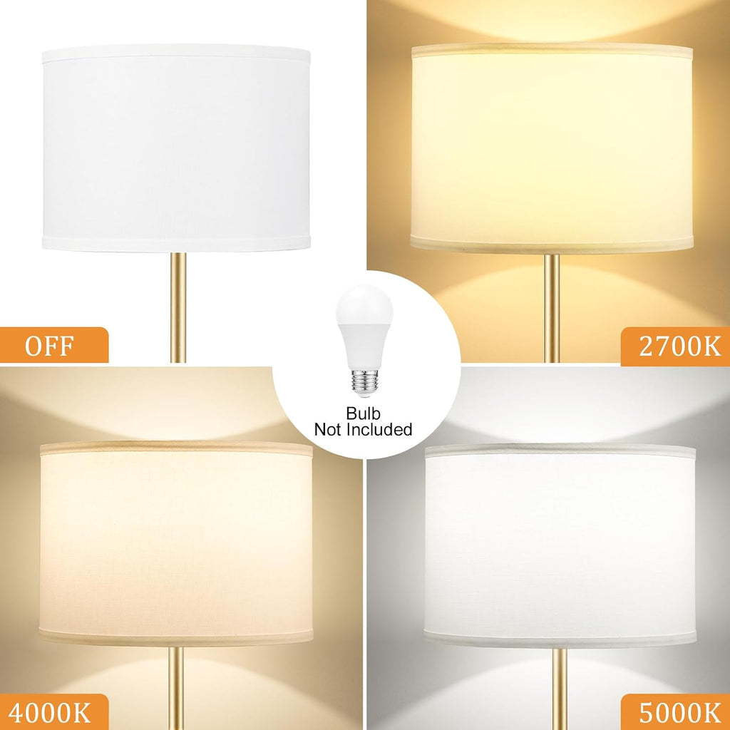 Ambimall 60'' Modern Floor Lamp with Shade, Tall Lamps for Living Room, Bedroom, Office, Dining Room, Gold & Black Lamp Pole(Without Bulb)…