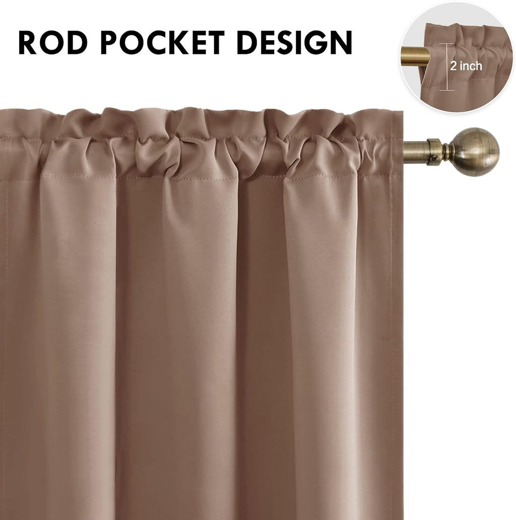 Dwcn Blackout Curtains Room Darkening Thermal Insulated Bedroom Curtains Window Curtain Panels, 38 x 45 inches Long, Set of 2 Khaki Rod Poc…