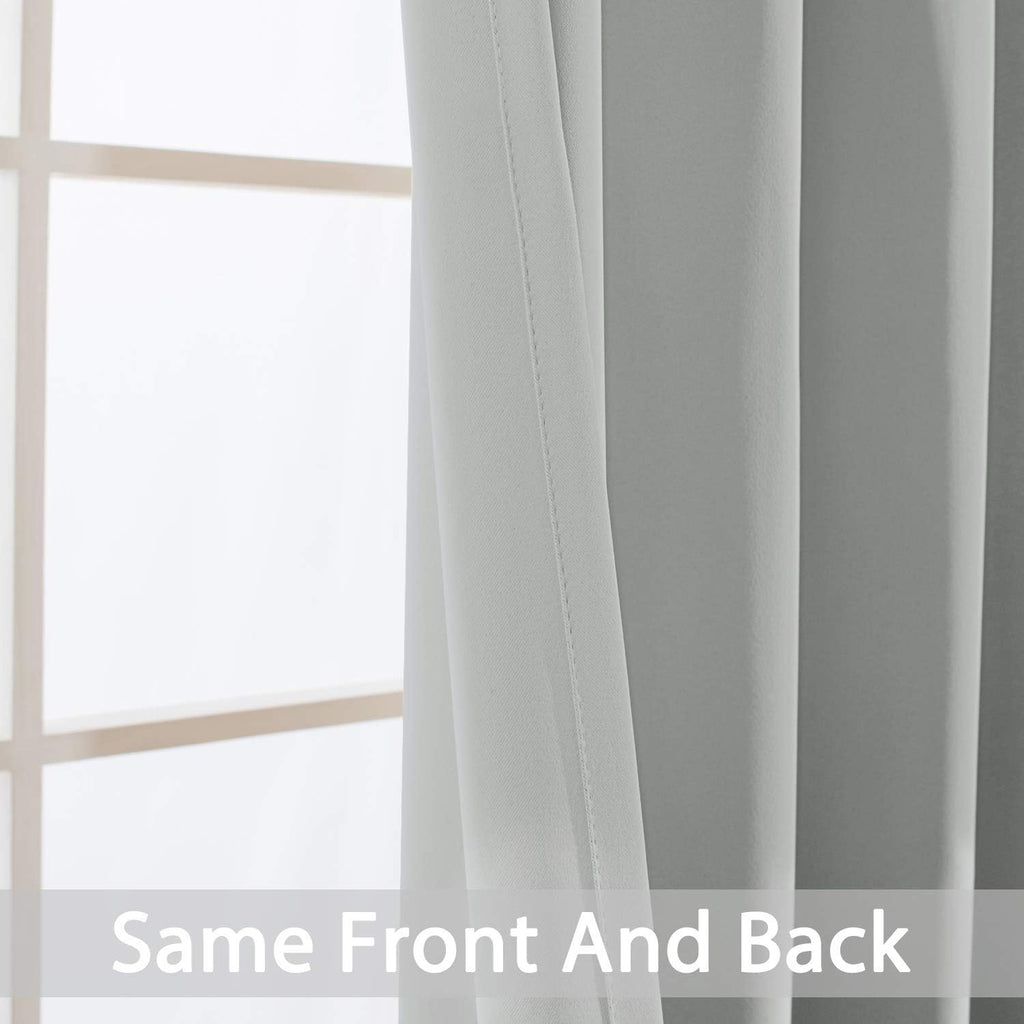Yakamok Blackout Curtains Room Darkening Thermal Insulated Grommet top Window Curtains for Living Room, 52 x 72 Inch, Light Grey, Set of 2