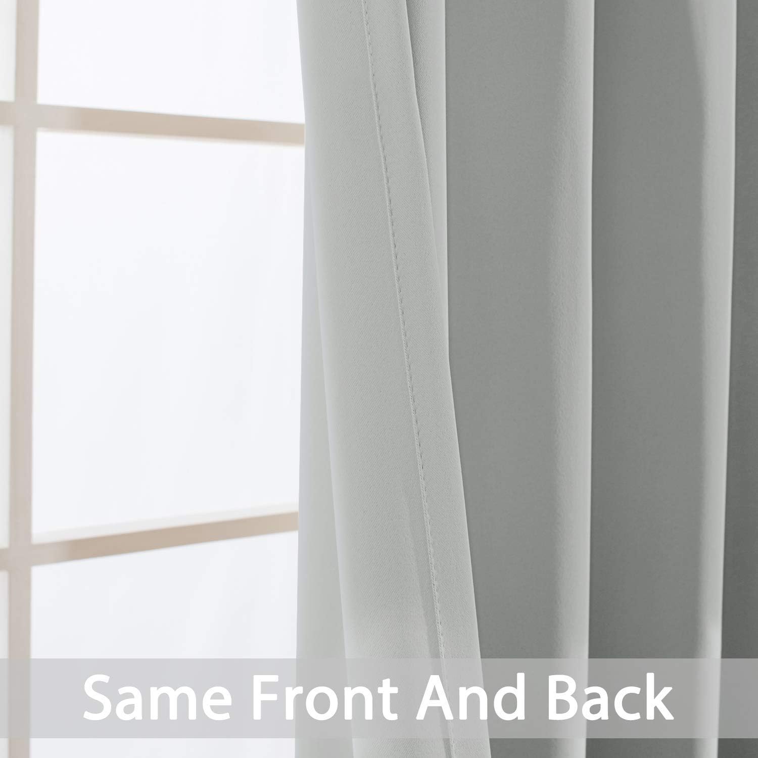 Yakamok Soft Room Darkening Light Gray Blackout Curtains Thermal Insulated Grommet Curtain Panels for Bedroom, 52W x 63L, Light Grey, 2…