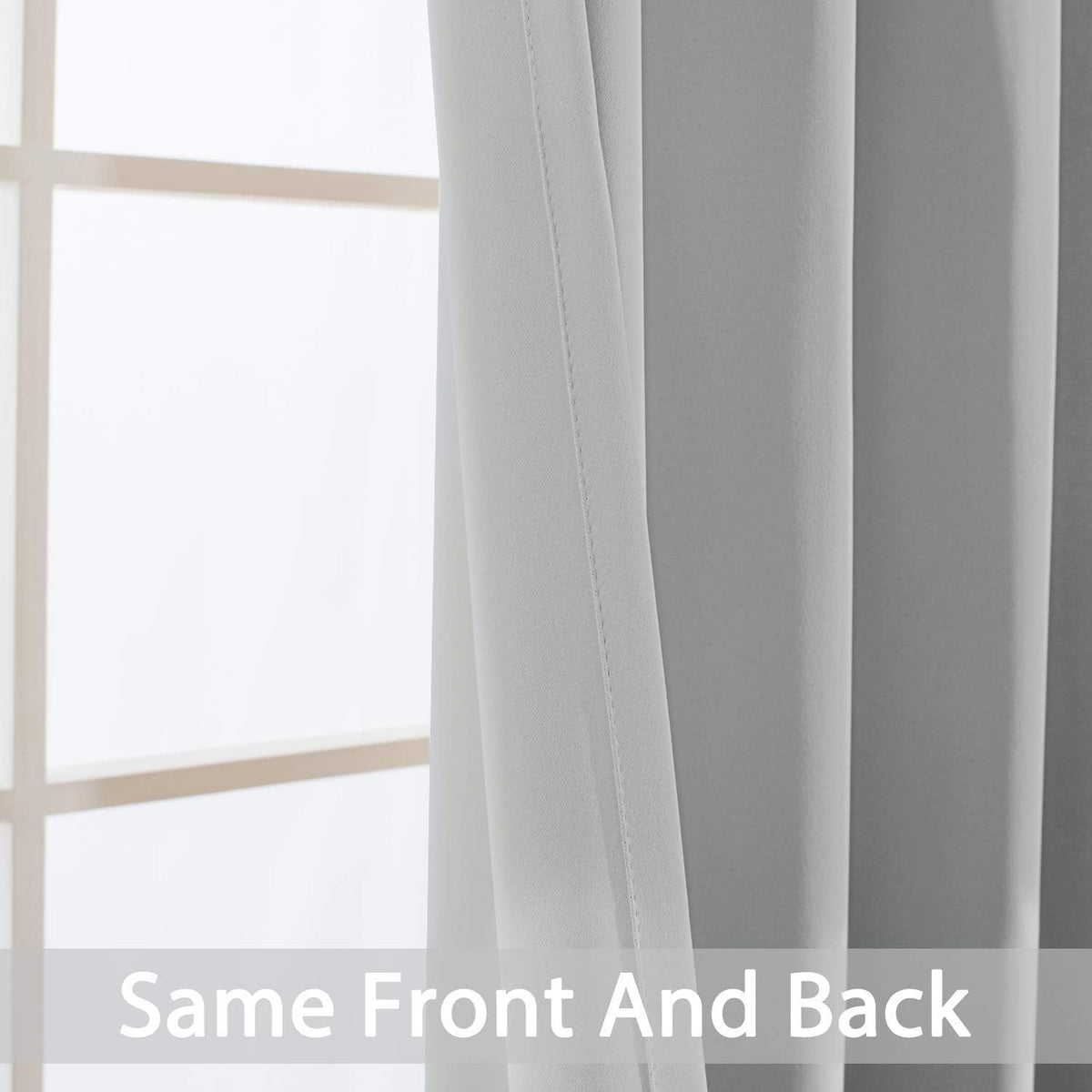 Yakamok Blackout Curtains Room Darkening Thermal Insulated Grommet top Window Curtains for Living Room, 52Wx108L Inch, Light Grey, Set of 2