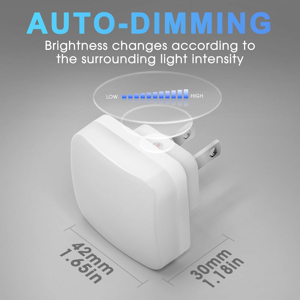 Blue Night Lights Plug into Wall, Nightlights With Light Sensor Dusk to Dawn, 0.3W Square Plug in Night Light for Kids, Blue Night Light…