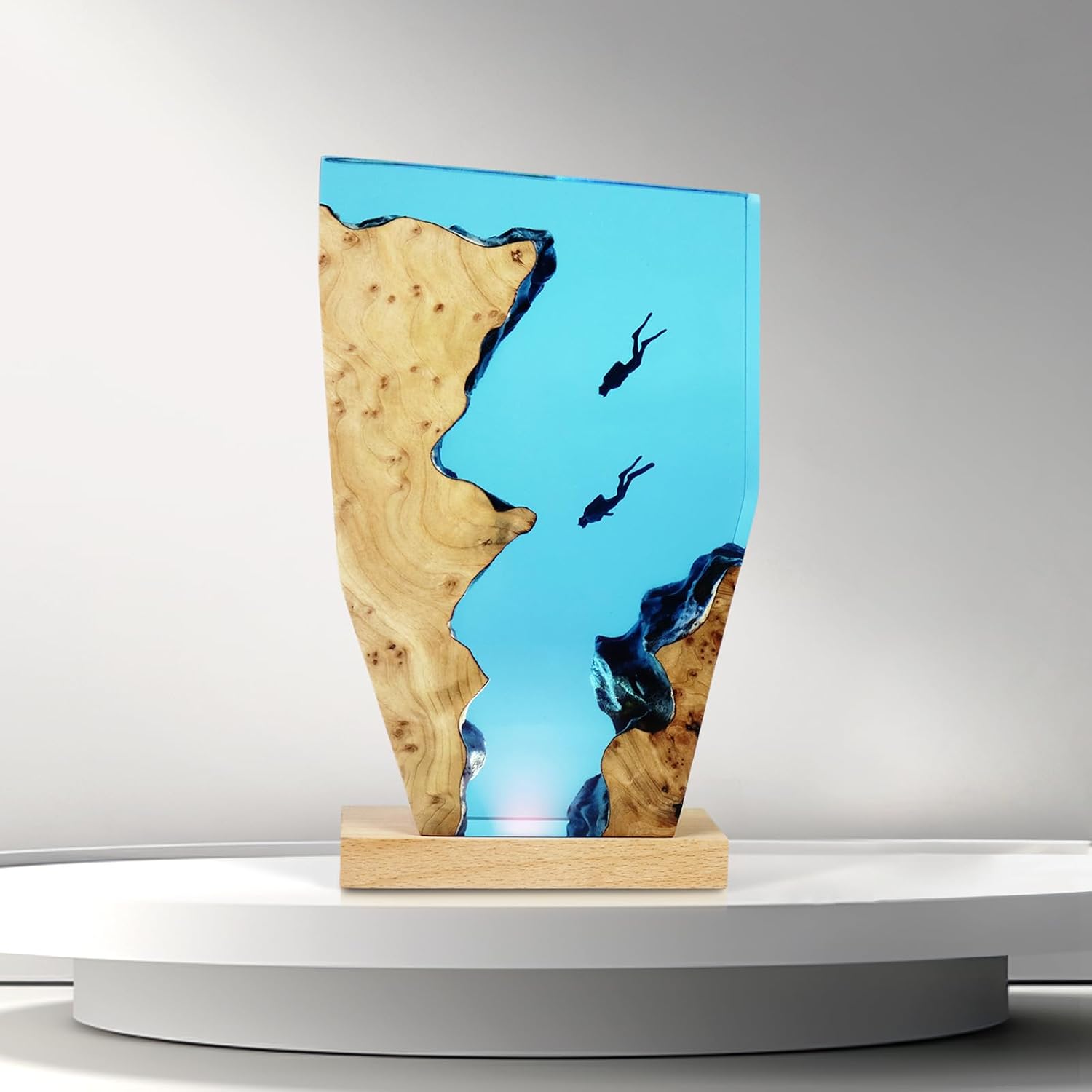 Epoxy Resin Lamp, Ocean Night Light, Artistry Home Decor Bedside Nightlight, Unique Resin Lighting, Nightstand Decorations for Bedroom…