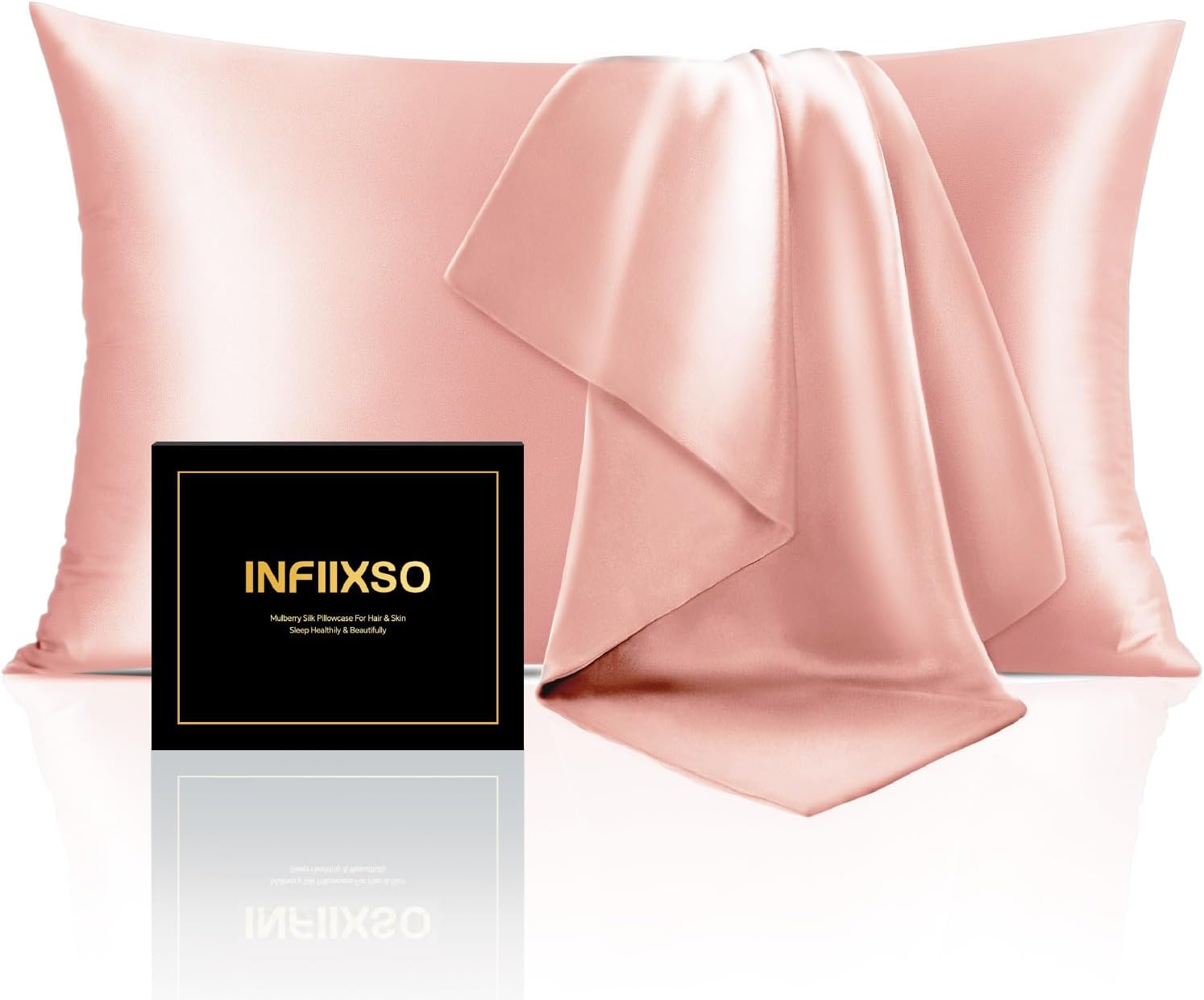 Infiixso Mulberry Silk Pillowcase for Hair and Skin, Silk Pillow Cases King Size with Hidden Zipper 20"x40", Extraordinary Smooth and Soft…