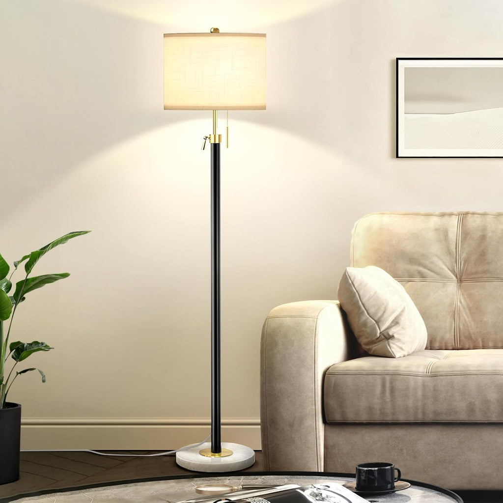 Qingmiao Floor Lamp for Living Room Adjustable Tall Standing Lamp, 3-Way Dimmable Floor Lamp for Bedroom Office, Black Gold Lamp with…