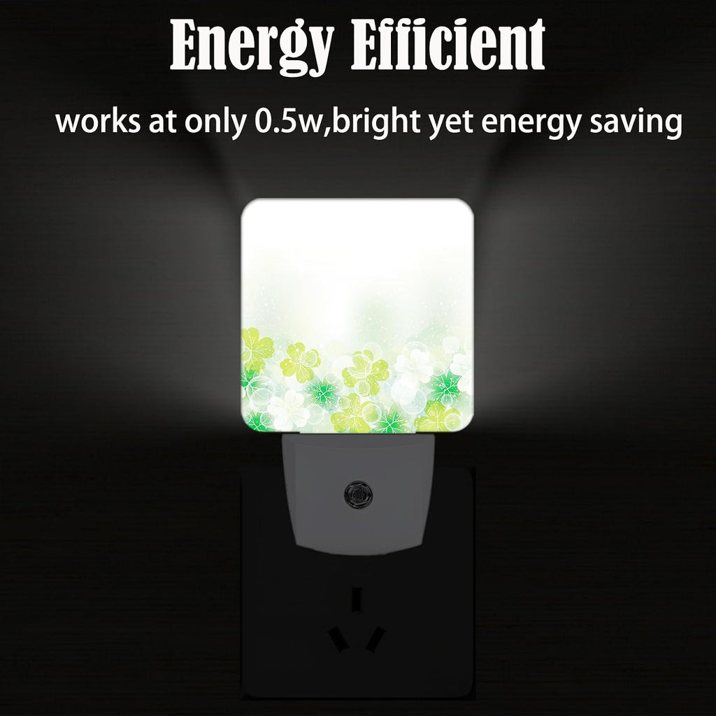 St Patrick's Day Floral Nature Leaf Night Light, Plug-in Night Lights with Dusk-to-Dawn Sensor for Stairway, Hallway, Bedroom Sleep…