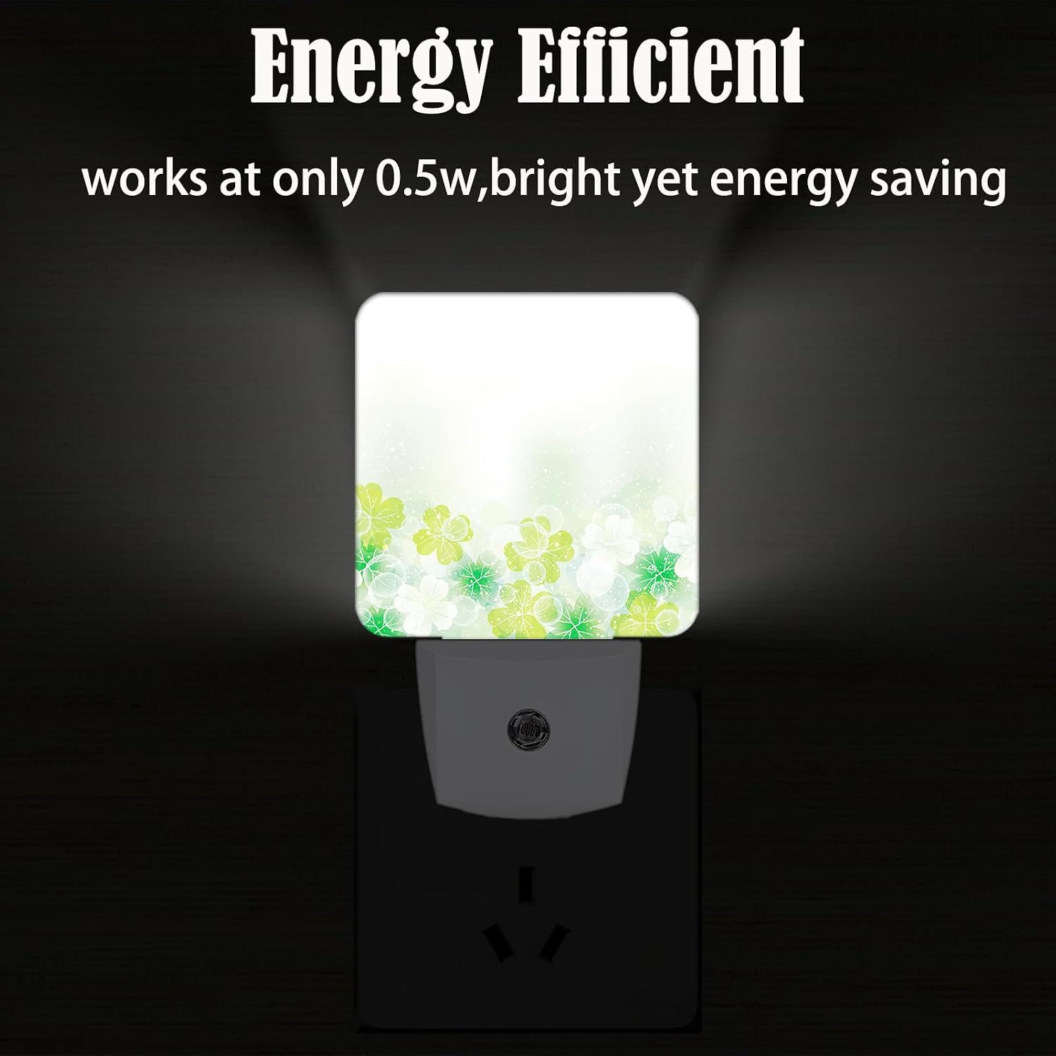 St Patrick's Day Floral Nature Leaf Night Light, Plug-in Night Lights with Dusk-to-Dawn Sensor for Stairway, Hallway, Bedroom Sleep…