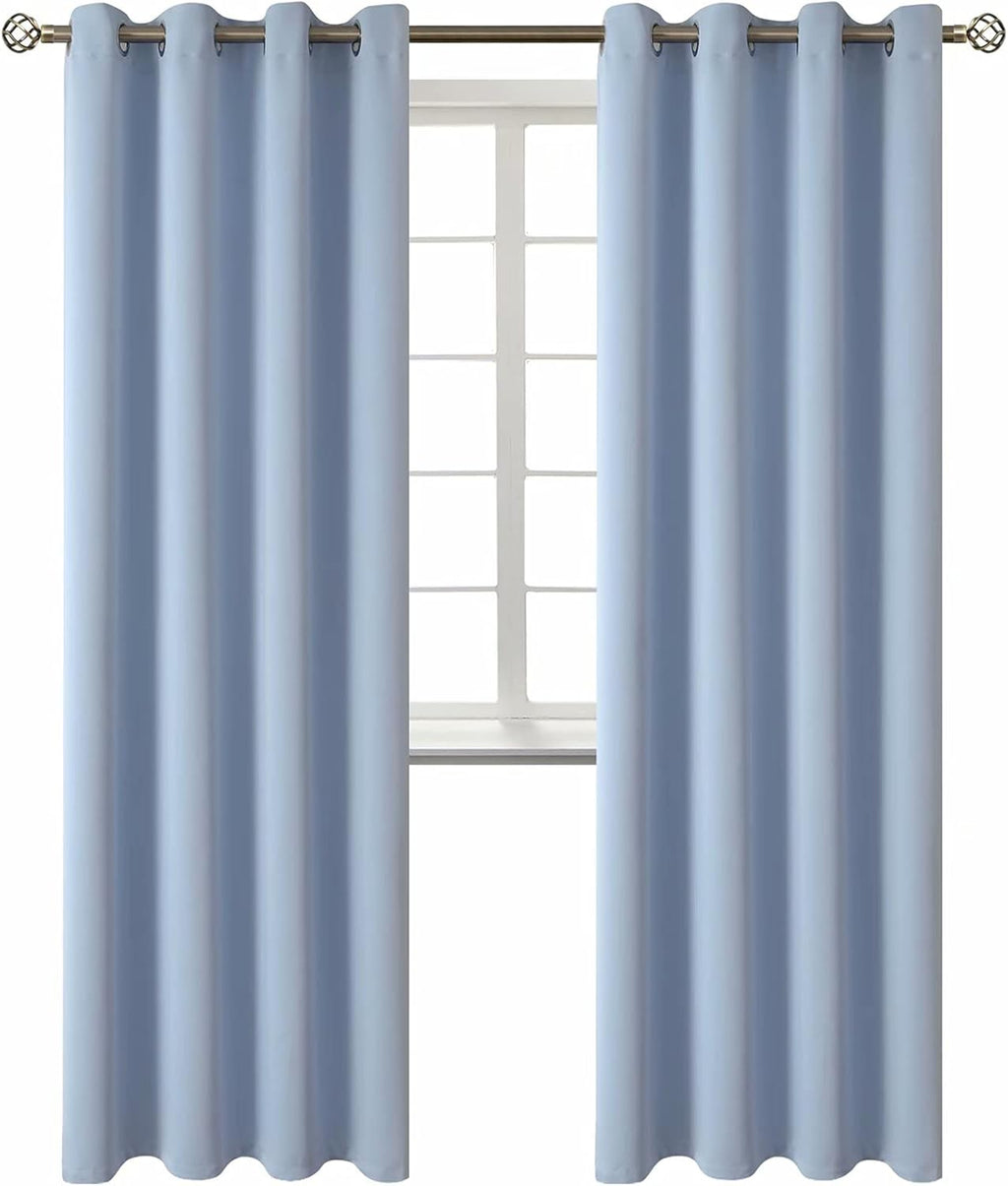 BGment Blackout Curtains for Living Room - Grommet Thermal Insulated Room Darkening Curtains for Bedroom, 2 Panels of 52 x 84 Inch, Spa Blu…