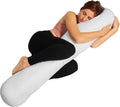 Pillowable 8” x 48” Round Body Pillow - Adjustable Bolster Pillow for Bed with Removable Cover - Body roll Pillow Maternity Pillow - White…