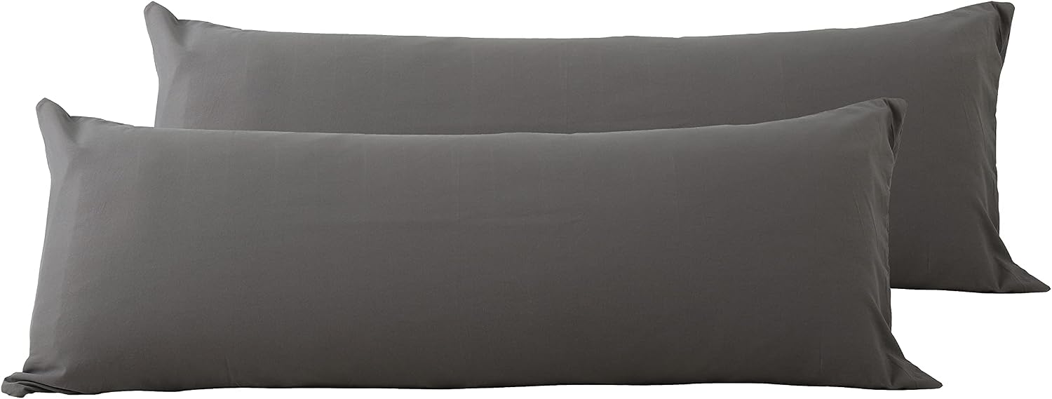 Evolive Body Pillow Covers Pack of 2, 21" x 54", Ultra Soft Brushed Microfiber, Breathable & Cozy Body Pillowcases with Zipper Closure (Cha…