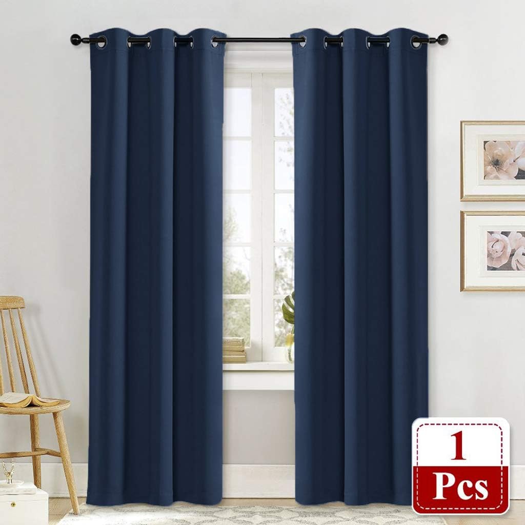 NICETOWN Living Room Curtain, Window Treatment Energy Saving Thermal Insulated Solid Grommet Blackout Drape/Drapery (Navy, Sold…