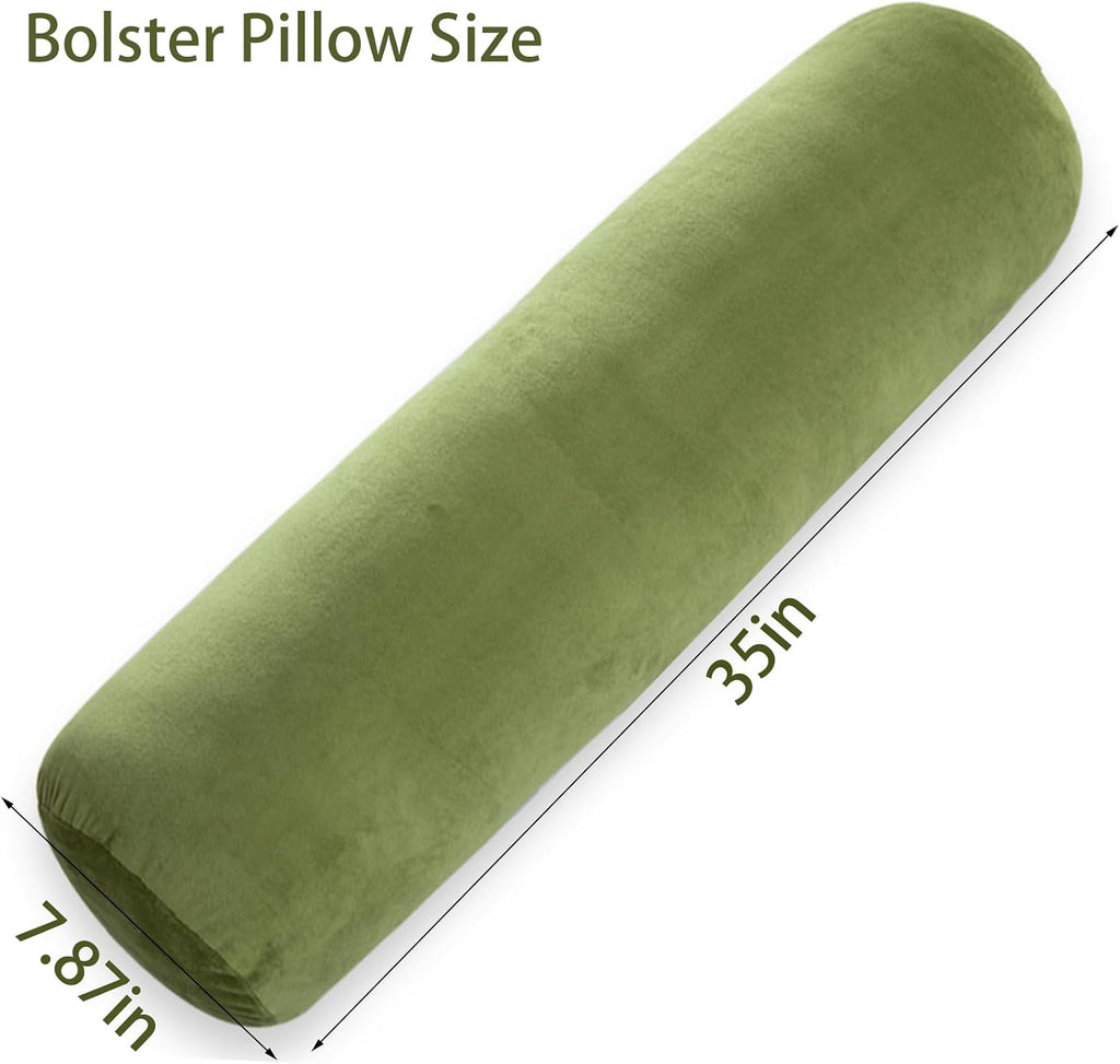 1 MIDDLE ONE Bolster Pillow for Bed, Long Round Body Pillow for Adults with Removable Velvet Cover, Decorative Tube Roll Cylinder Pillow…