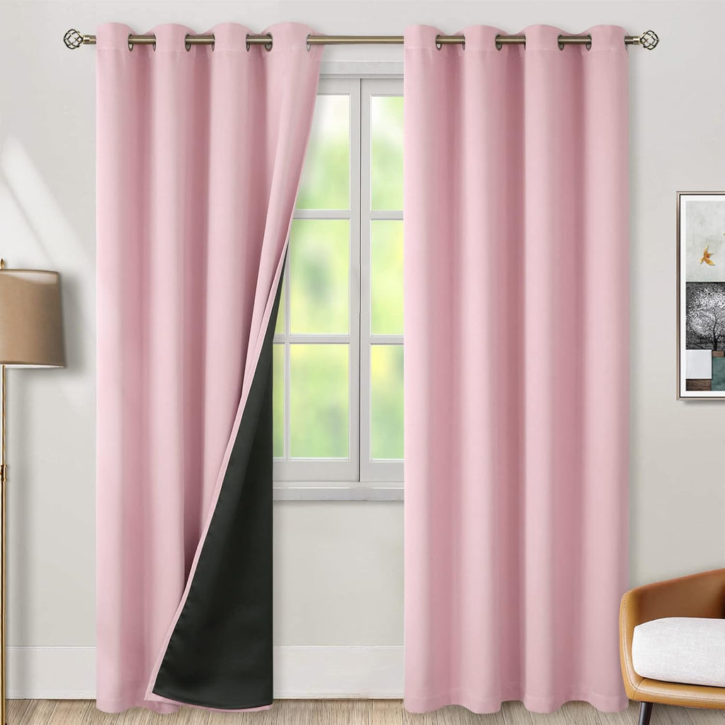BGment Baby Pink 100% Blackout Curtains for Nursery Bedroom 90 Inch Length 2 Panels, Thermal Insulated Full Light Blocking Grommet Noise Ca…