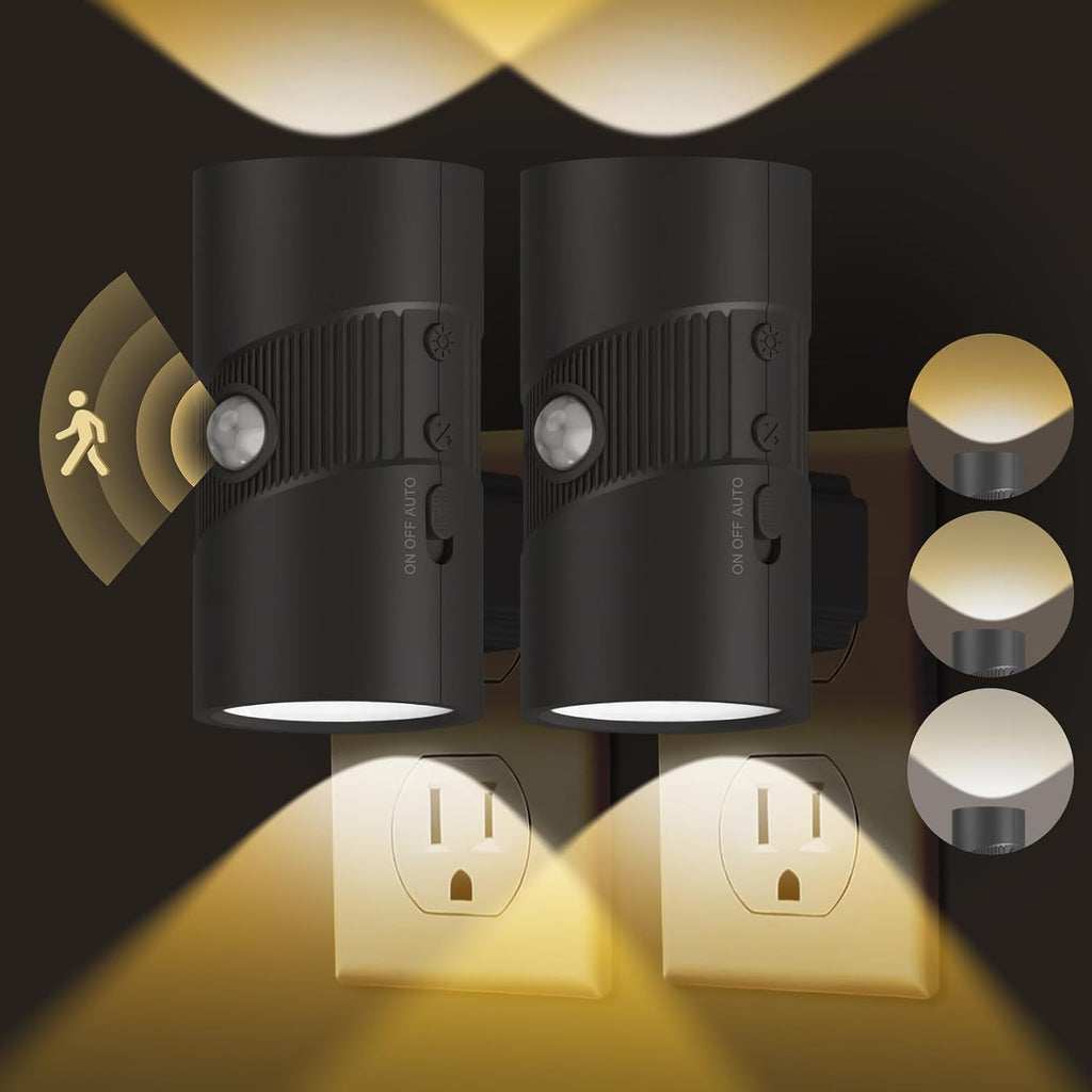 easuntec Motion Sensor Night Light, Night Lights Plug into Wall, Motion Sensor & Dusk to Dawn Sensor, 3 Light Modes, Dimmable Night Light f…