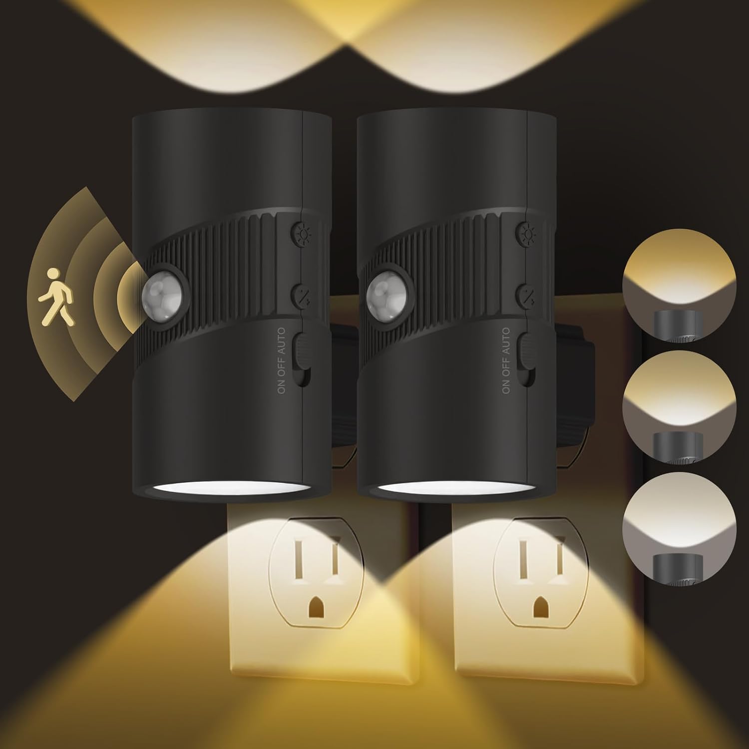 easuntec Motion Sensor Night Light, Night Lights Plug into Wall, Motion Sensor & Dusk to Dawn Sensor, 3 Light Modes, Dimmable Night Light f…