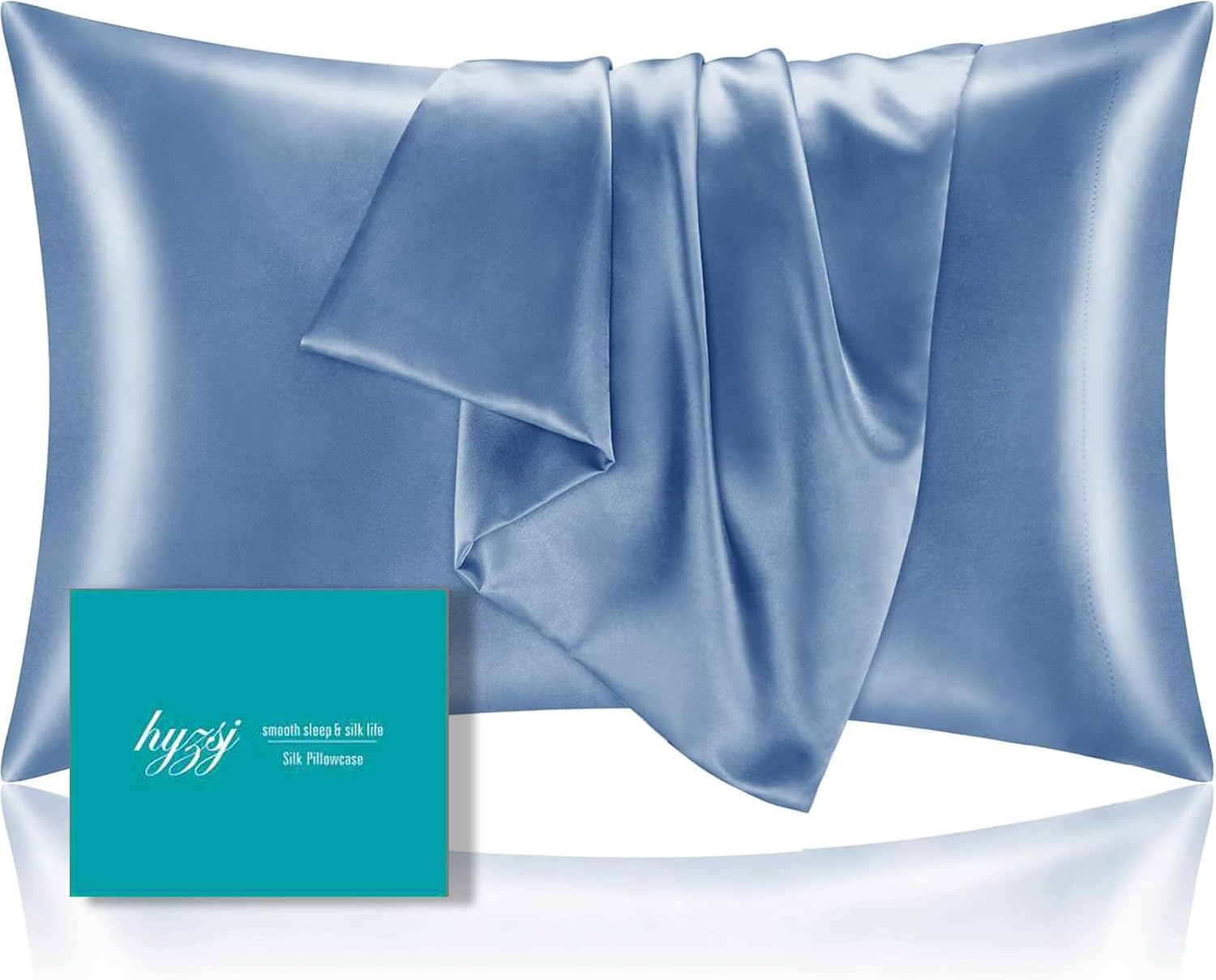 Mulberry Silk Pillowcase for Hair and Skin Standard Size 20"X 26" with Hidden Zipper, Softer Than Silk Pillow Cases Queen Smooth Cooling…
