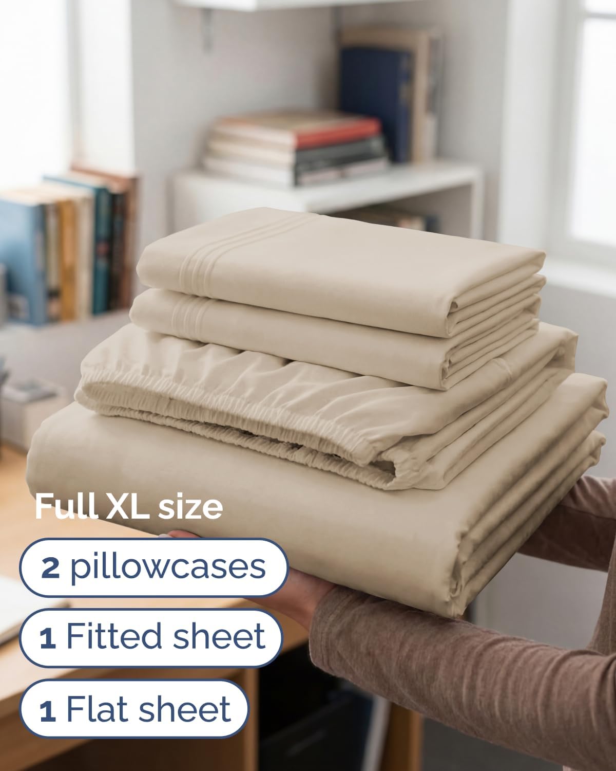 CGKUnlimited Full XL Bed Sheet - 4 Piece Full XL Bed Sheets Set - Ultra-Soft, Comfy, Breathable & Cooling - Hotel Luxury Bedding for Women…
