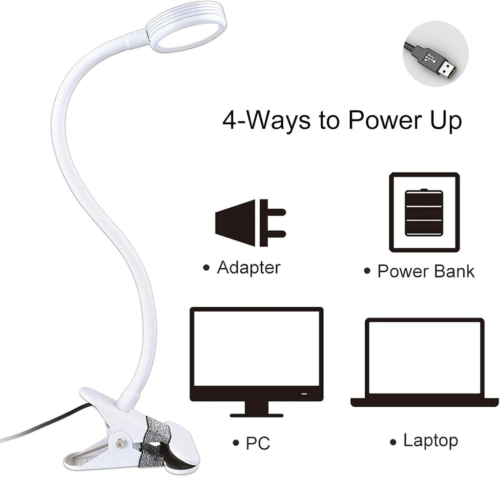 LEPOWER Clip on Light/Reading Lights/Book Light Color Changeable/Night Lights Clip on for Desk, Bed Headboard and Computers, Adapter…