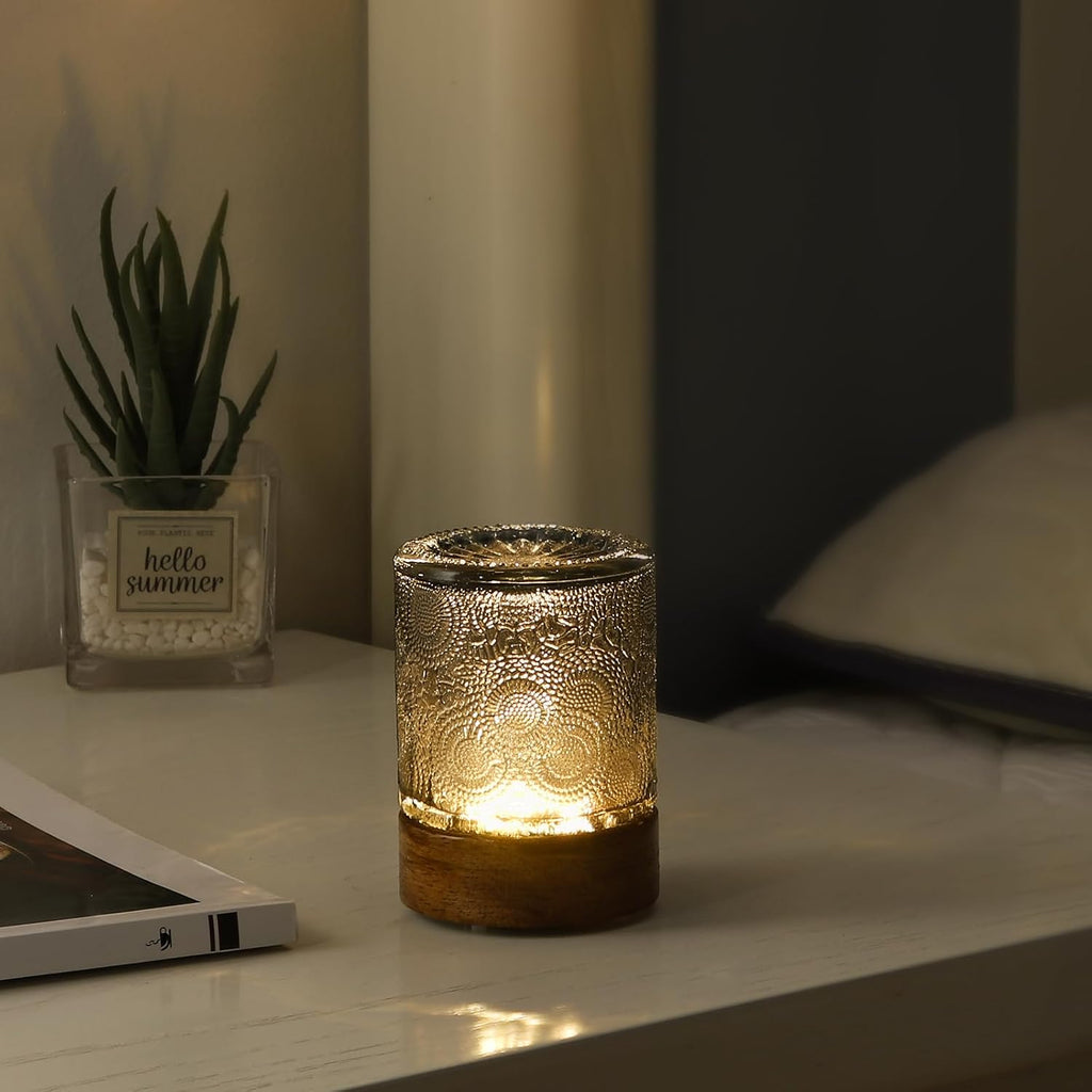 Mini Soft Warm Light Lamp Battery Operated Portable Night Light with Timer, Small Glass Vintage Dim Sleep Nightlights, Battery Powered…