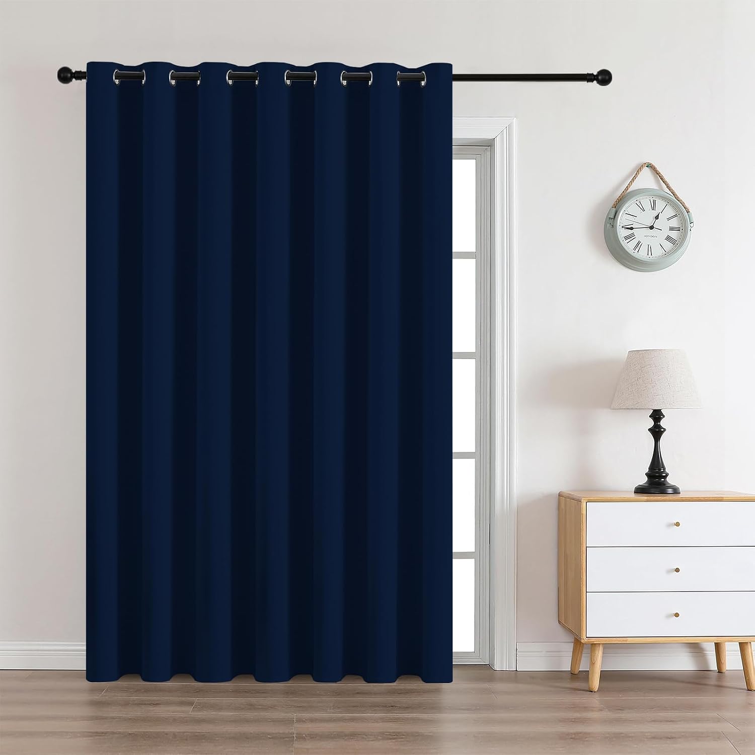 CUCRAF Custom Navy Blue Blackout Curtains 1 Panel Set, Thermal Insulated Grommet Room Darkening Curtain for Living Room Bedroom, Light…