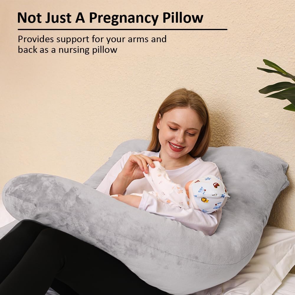 ChillingHome Chilling Home Memory Foam Pregnancy Pillow, J Shape Pregnancy Pillows for Sleeping, Body Pillow for Adults, Maternity Pillow f…